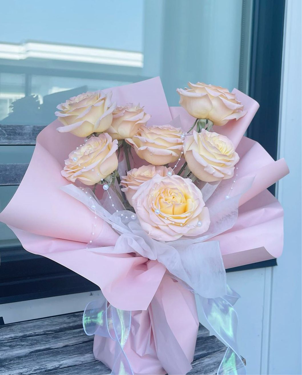 Rose Cream/Pink Pearl Bouquet