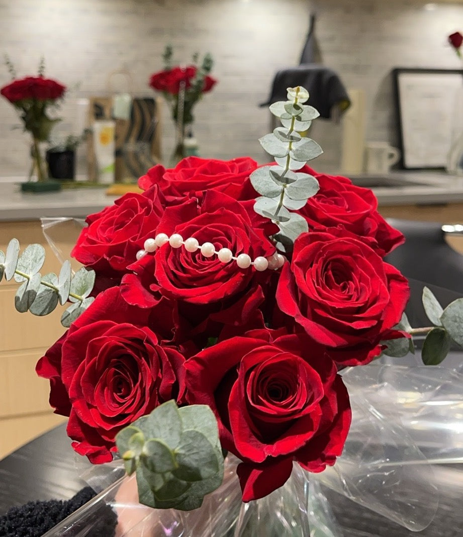 Pearl Red Roses Bouquet