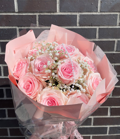 One Dozen Pink Roses