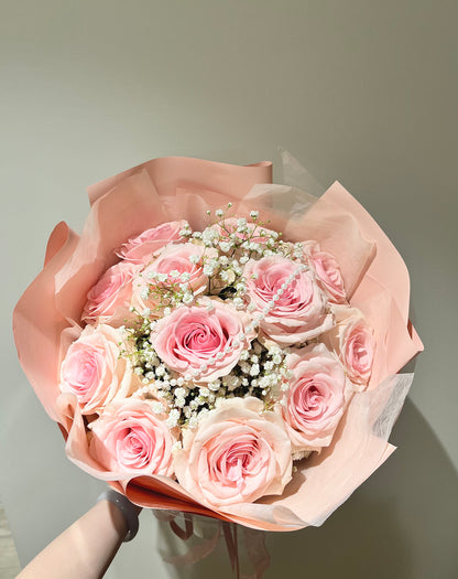 One Dozen Pink Roses